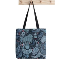 shopper arctic narwhal polar bear painted tote bag women harajuku shopper handbag girl shoulder shopping bag lady canvas bag