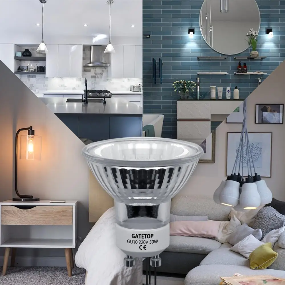 

Hot Sale Halogen Lamp 50W 8pcs/Lot GU10 220-240V Crystal Chandelier Home Decoration Glass Bulb