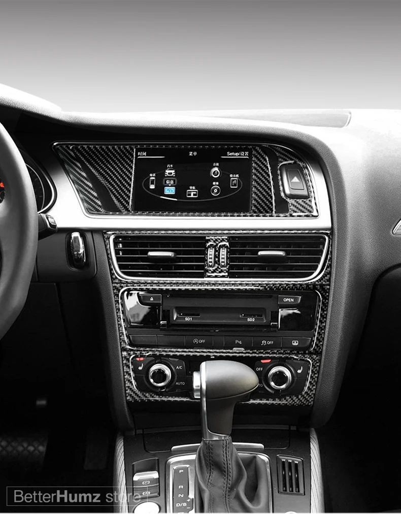 Для Audi A4 A5 S5 углеродное волокно центральной консоли CD панель наклейка покрытие на автомобиль крышка для воздуховода отделка навигации украшение интерьера автомобиля