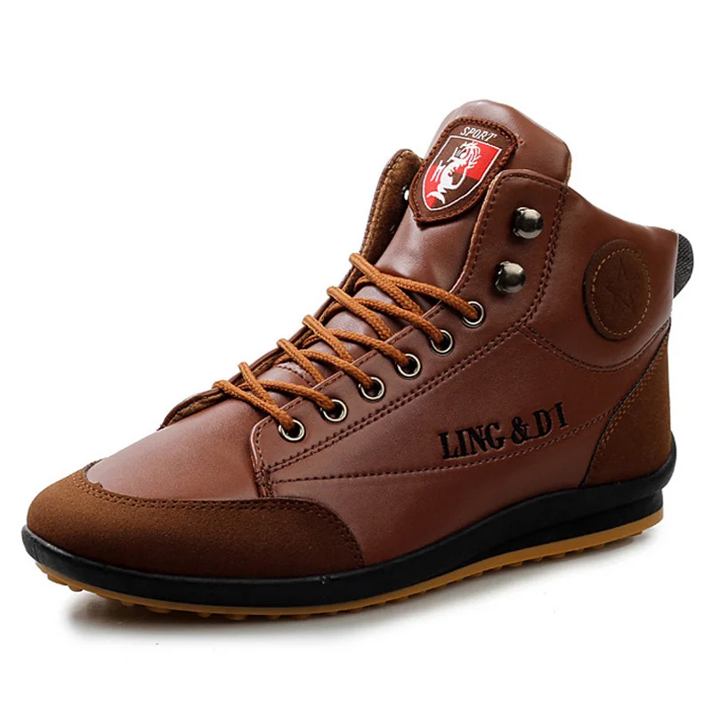 New Men Boots Fashion Men's Casual Shoes Leather Driving For Outdoor Walking Footwear Big Size 39-46 Zapatillas Hombre | Обувь