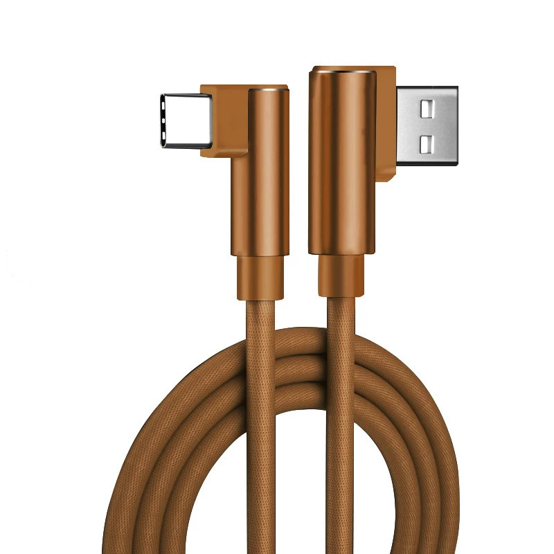 1 м 2 м 3M usb type C 90 градусов USB C кабель для samsung Galaxy huawei Honor XiaoMi RedMi USB C кабель передачи данных для быстрой зарядки 3,0 3,1 - Цвет: Золотой