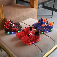 new spring autumn cartoon spiderman boys sports sneakers children glowing kids chaussure enfant baby girls shoes with led lights