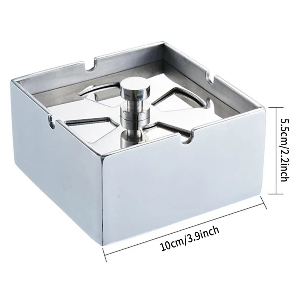

Square Stainless Steel Ashtray Creative with Cover Large Personality Sealed Living Room Office Windproof Household