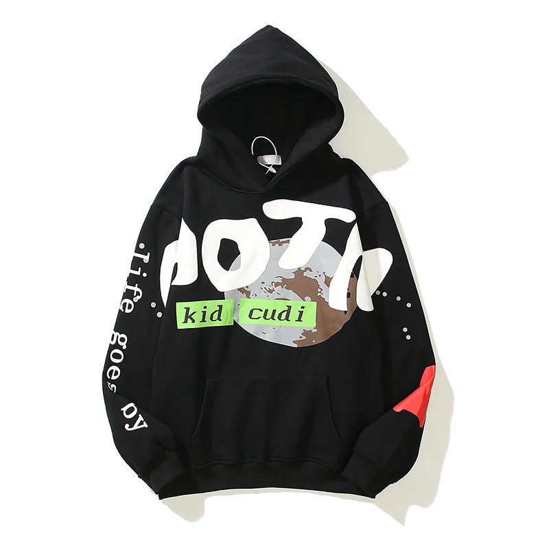 

Kanye West Letter Foam Fleece Sweatshirt Mens and Womens Fleece Oversize Casual Hoodies Harajuku High Street Couple Hoody