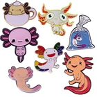 Эмалированная брошь с мультяшным изображением амфибии шестигранной рыбы, значок на булавке, броши на лацкан, на воротник, джинсы, куртку, модные ювелирные изделия