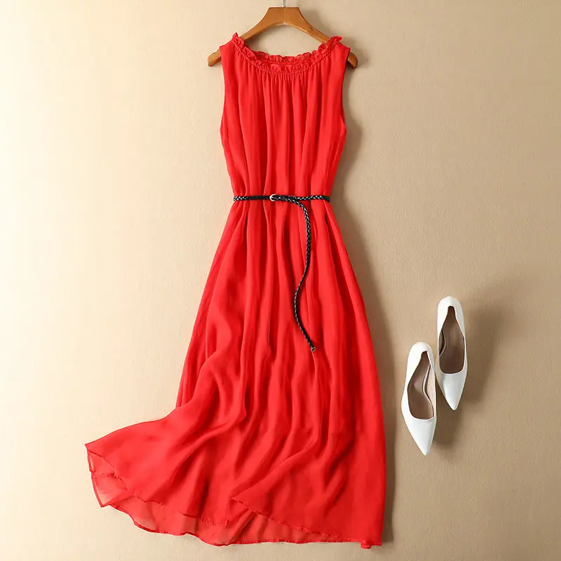 

Off season special silk dress lace new simple long head elegant silk beach skirt summer