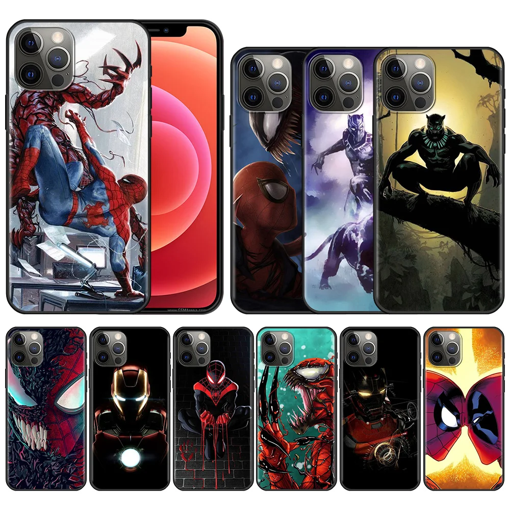 

Phone Case For iPhone 12 11 13 Pro Max X XR XS 7 8 6 6s Plus 5S 5 SE 2020 12Mini Funda Marvel Venom Iron Man Spider-Man Deadpool