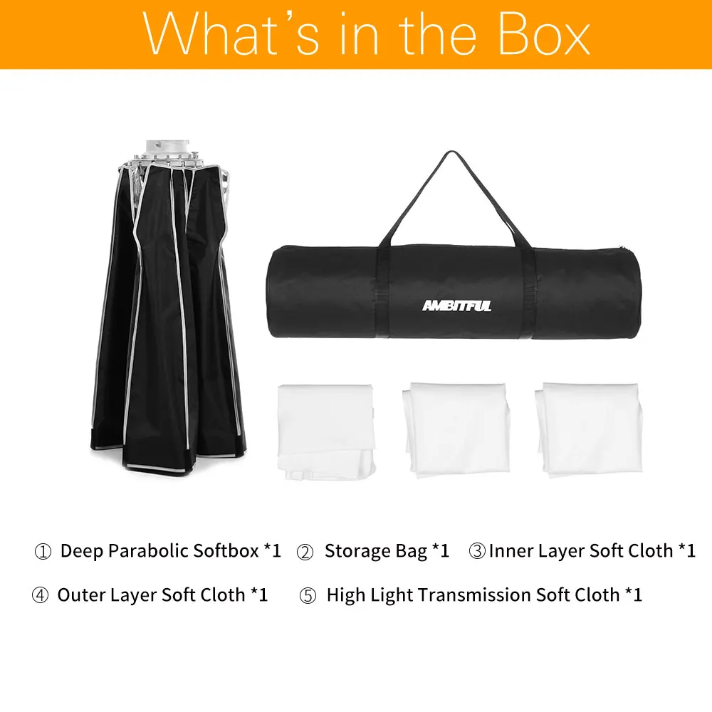 AMBITFUL портативный P90 90 см быстрая установка глубокий параболический софтбокс Profoto