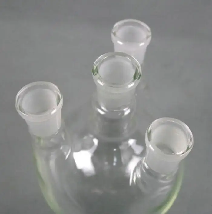 100 мл четыре прямых шеи круглая фляжка из боросиликатного стекла лабораторная