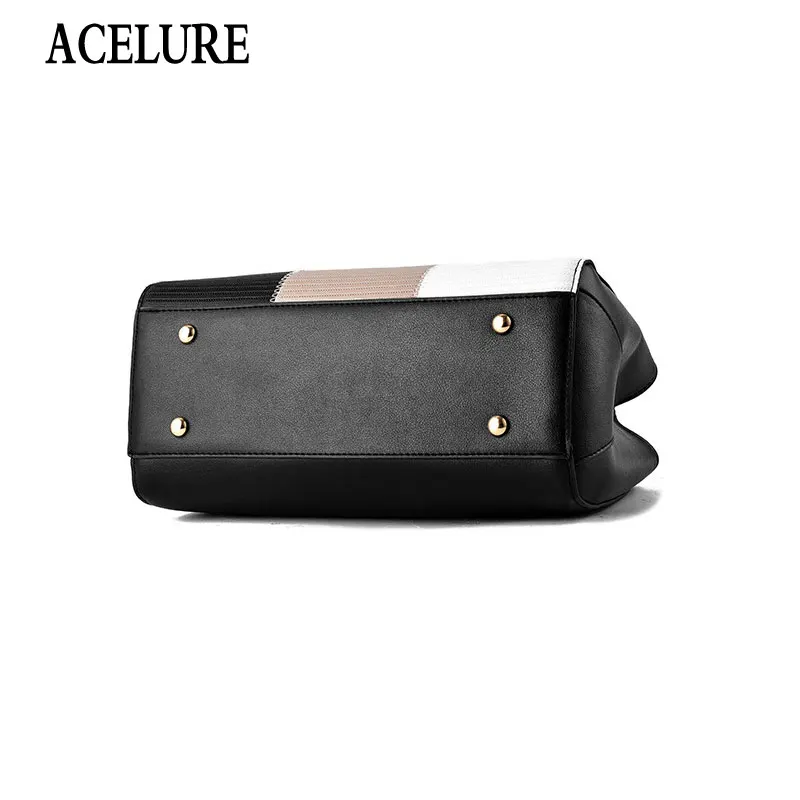 

patchwork PU leather shoulder bags for women solid elegant ladies handbags female crossbody messenger bags shopping purse