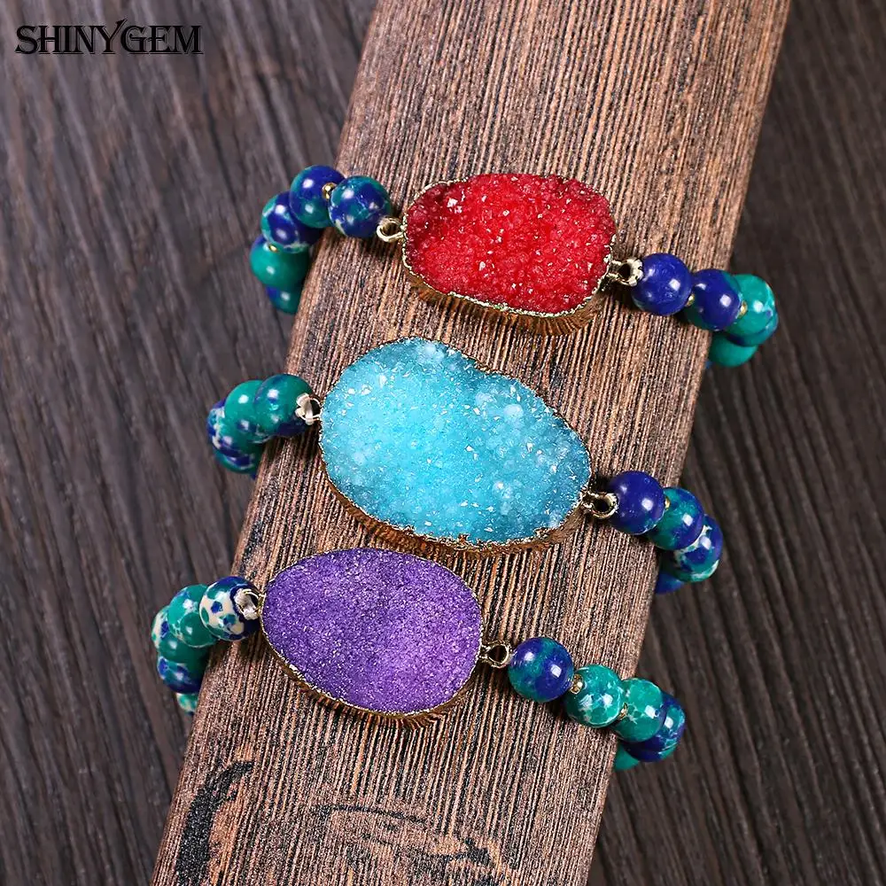 Модные синие зеленые бусы камни браслеты необычные натуральный многоцветный