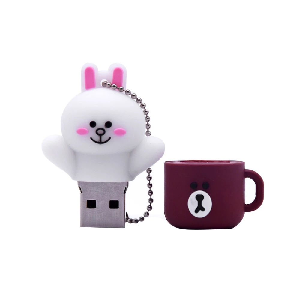Мини микро USB 2 0 128MB 32GB 64GB мультфильм кролик и медведь фото палка флэш-накопитель