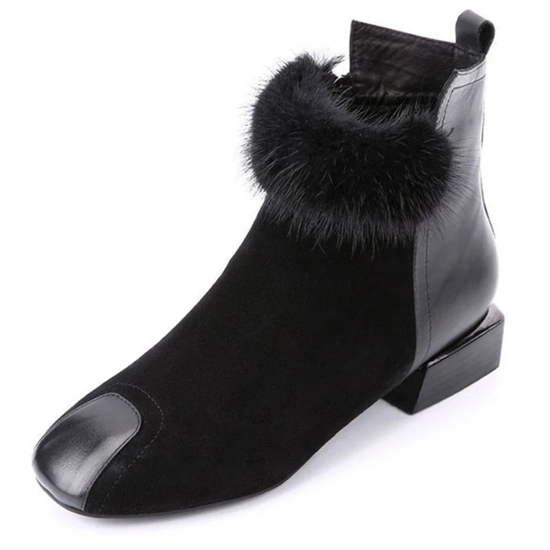 2019 г. Женские ботинки замшевые зимние Осень-зима женские ботильоны на квадратном