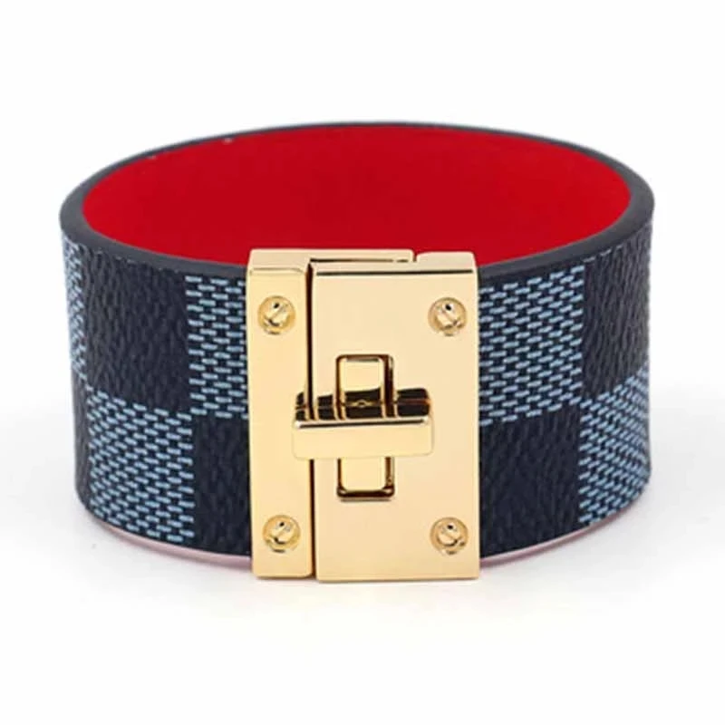 

6 Pcs/Lot Wholesale Leather Bracelet For Women Gold Color Button Vintage Pattern Female Fashion Jewelry