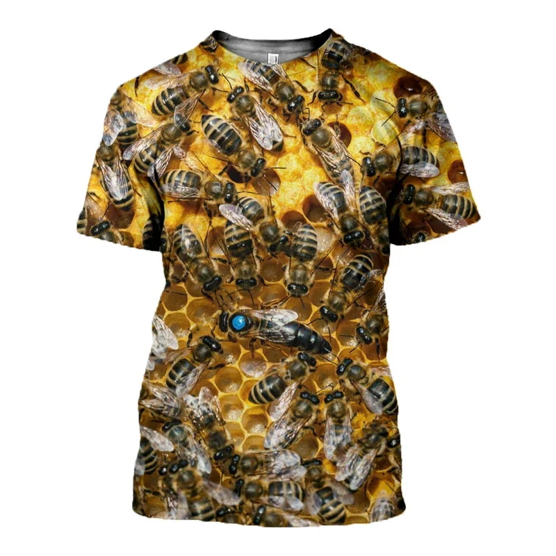 

2021 New Summer Men's T-Shirt Ms. Bee Sweatshirt 3D Print Personality Round Neck Short Sleeve Unisex Hip Hop Tops Tee Male