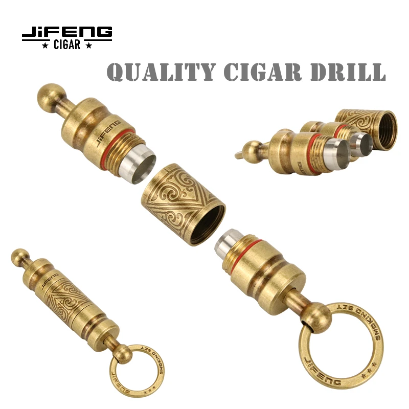 

Stainless steel Cigar Assistant Coppen Cigar Drill Cigar Scissors Sharp Punch Portable Bronze Embossed Size Double Hole Opener