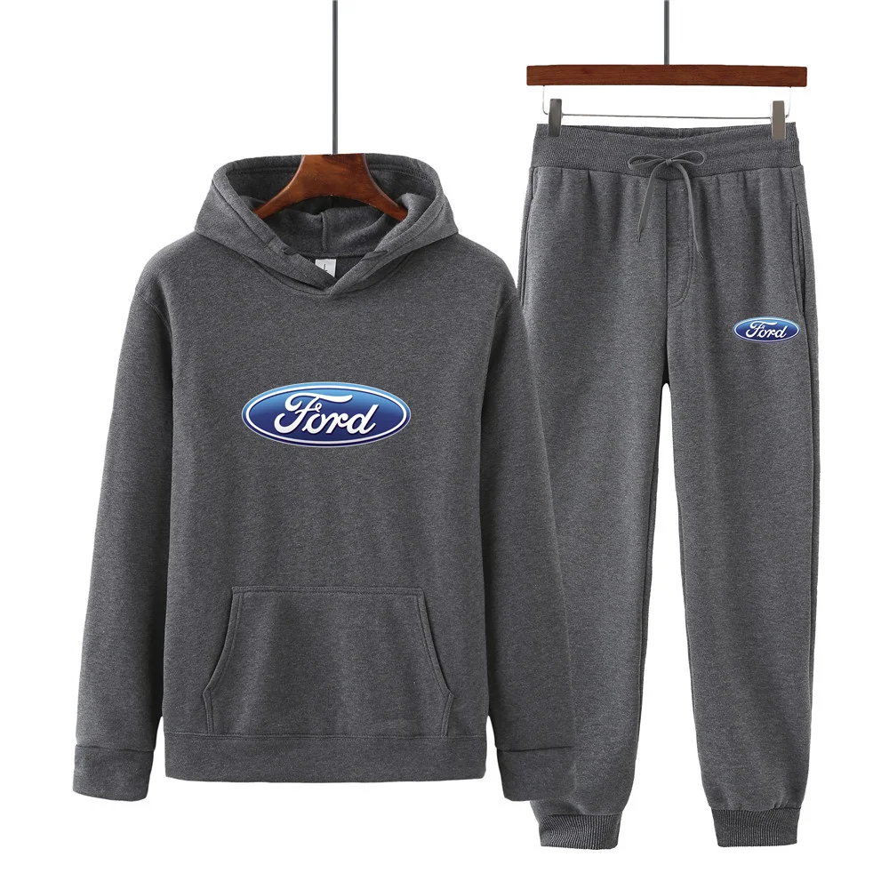 

Ford Men's Sets Hoodies+Pants Autumn Winter Hooded Sweatshirt Sweatpants Fashion Slim Fit Men Hip Hop Pullover Hoody B17