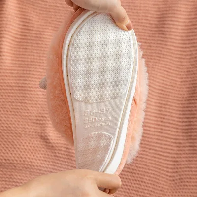

Fashion New Women Winter Indoor Slippers Anti-Slip Soft Unisex Slipper Lovely Warm Plush Home Couple Slides Flat Winter Shoes