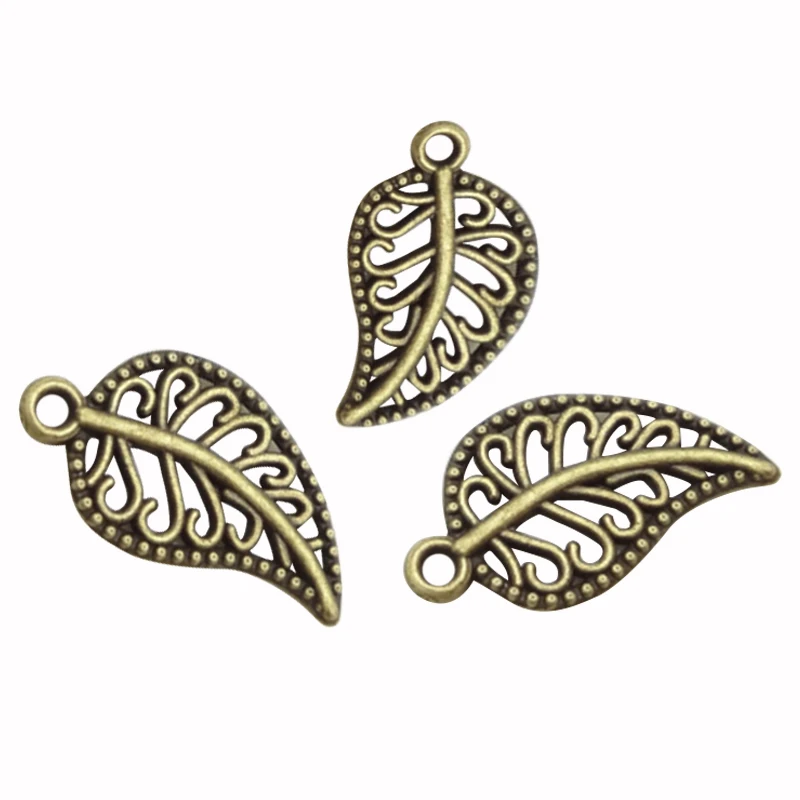 200pcs Vintage Ancient Tree leaf zinc alloy charms pendant suitable for DIY Bracelet Necklace jewelry accessories|Ювелирная