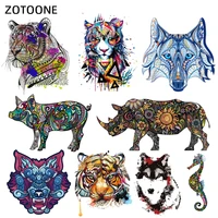 zotoone watercolor animals stripe patches set iron on transfer patch for t shirts kids clothing diy thermo stickers on clothes i