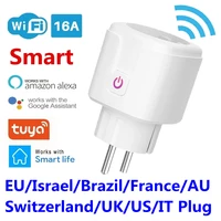 smart plug wifi socket brazil eu 16a power monitor timing function tuya smartlife app control works with alexa google assistant
