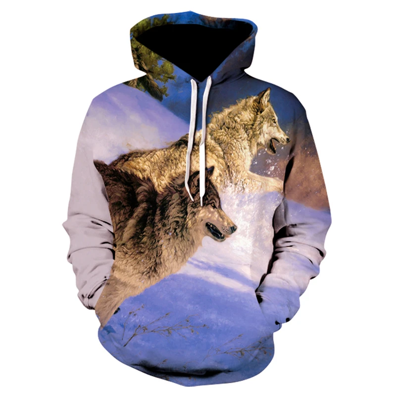 

2020Fashion Men Snow Wolf Animal 3D Printed Hooded Hoodies Men / Women's Shinning Wolf Design Sweatshirts 3D Harajuku Hoody