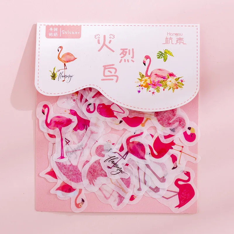 40 шт./упак. милые Мультяшные бумажные наклейки растения Фламинго украшения