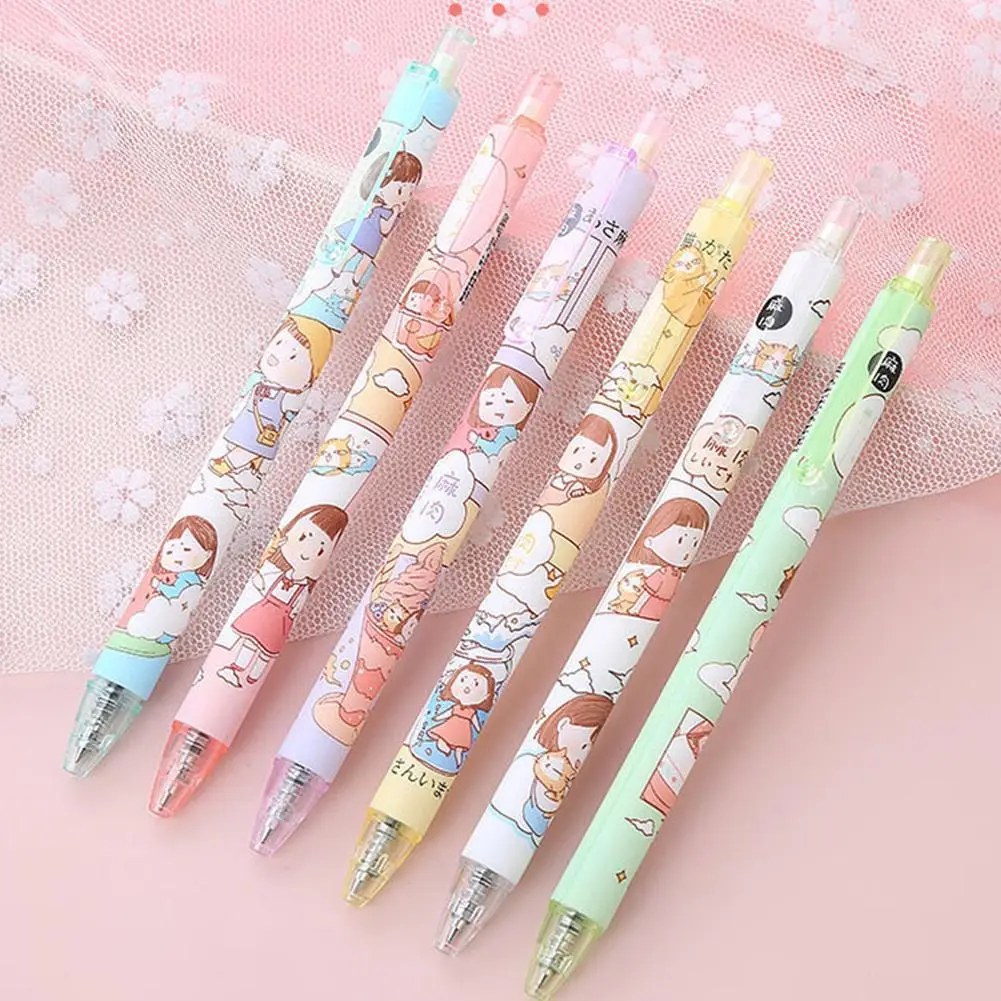 

1PC Kawaii Cute Girls Press Gel Pen Cartoon 0.5mm Black Stationery Writing Gift Graffiti Ink Pens Office Kids School Suppli O7Z7