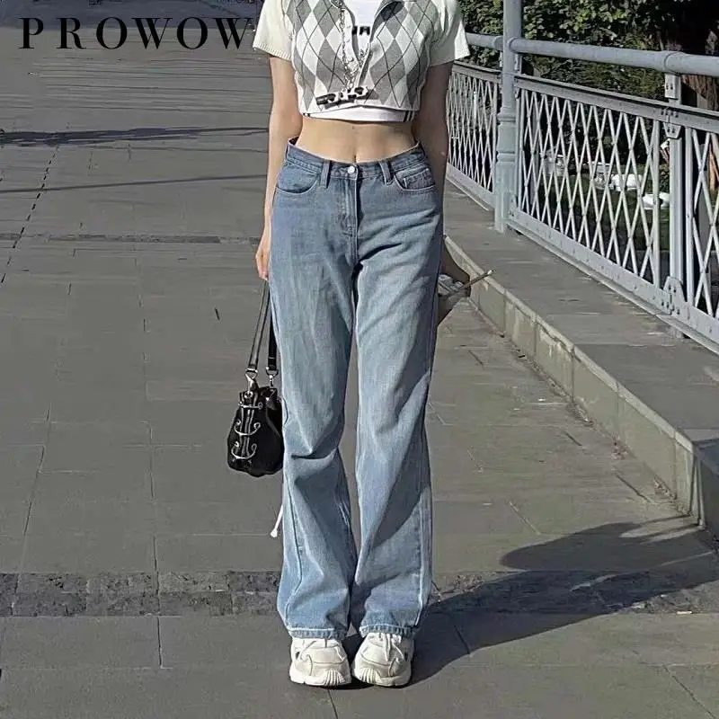 

Prowow 2021 New Micro Flared Jeans Women Fall Spice Of Tall Waist Straight Show Thin Tether Wide-legged Pants Fashion Trend