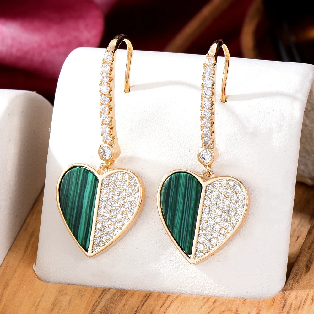 Двухцветные серьги-подвески Kellybola в форме сердца с фианитом женские повседневные