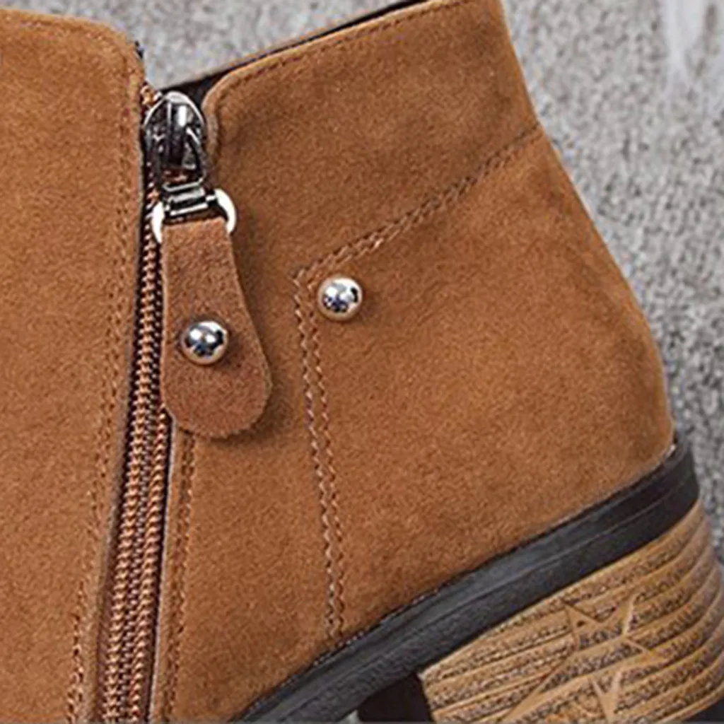 Ботинки в стиле ретро модные однотонные ботинки на молнии с круглым носком