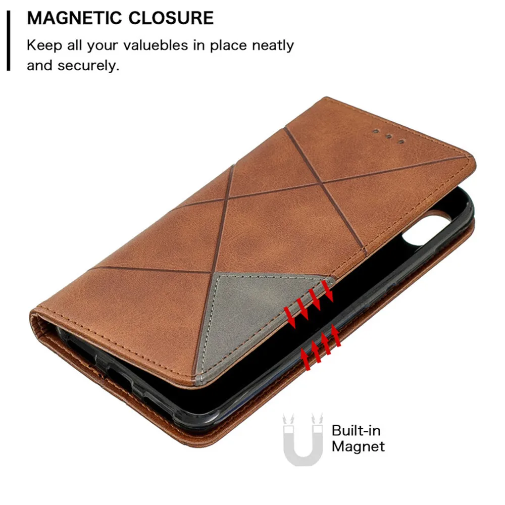 Кожаный флип чехол для Xiaomi Redmi 7 Coque 7A K20 Note Pro роскошный бумажник с геометрическим
