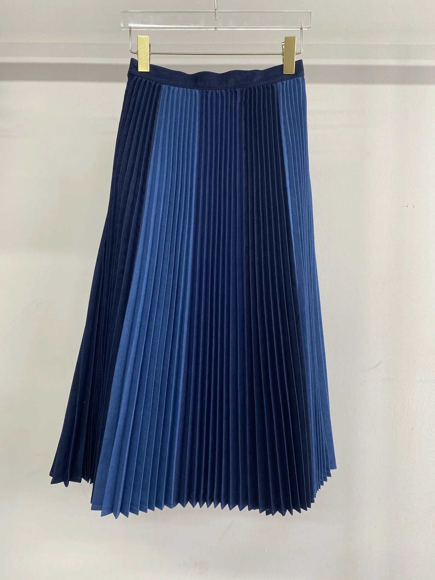 

Женская джинсовая юбка, плиссированная юбка контрастных цветов, модель 2023, 0114