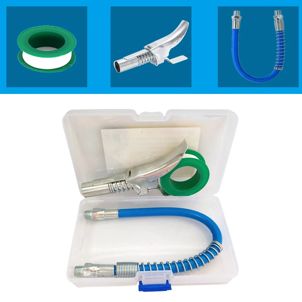 

High Pressure Grease Coupler Locks Hose Kit 10000PSI Grease Gun Adapter Connector Fitting 1/8” NPT Grease Guns