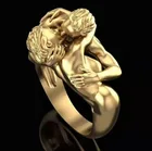 Модное креативное дизайнерское резное латунное кольцо с фигурками Адама и Евы, Скульптурное кольцо с поцелуем для пар, богемное романтическое ювелирное изделие, подарок