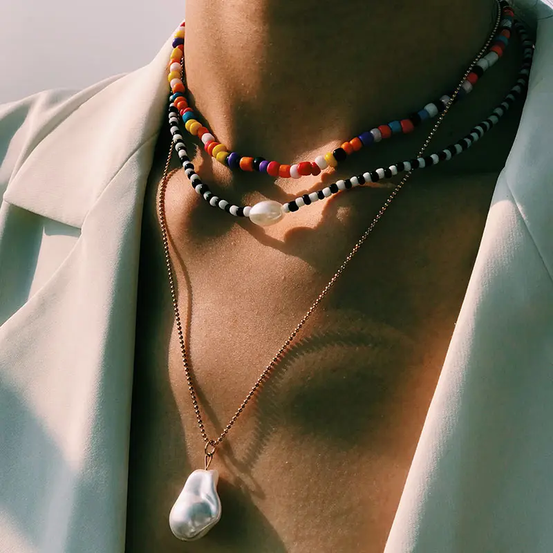 Женское Ожерелье чокер JJFOUCS многослойное ожерелье в стиле панк с жемчужинами