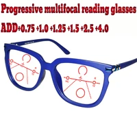 progressive multifocal anti blu light reading glasses blue frame men women high quality 1 0 1 5 1 75 2 0 2 5 3 3 5 4