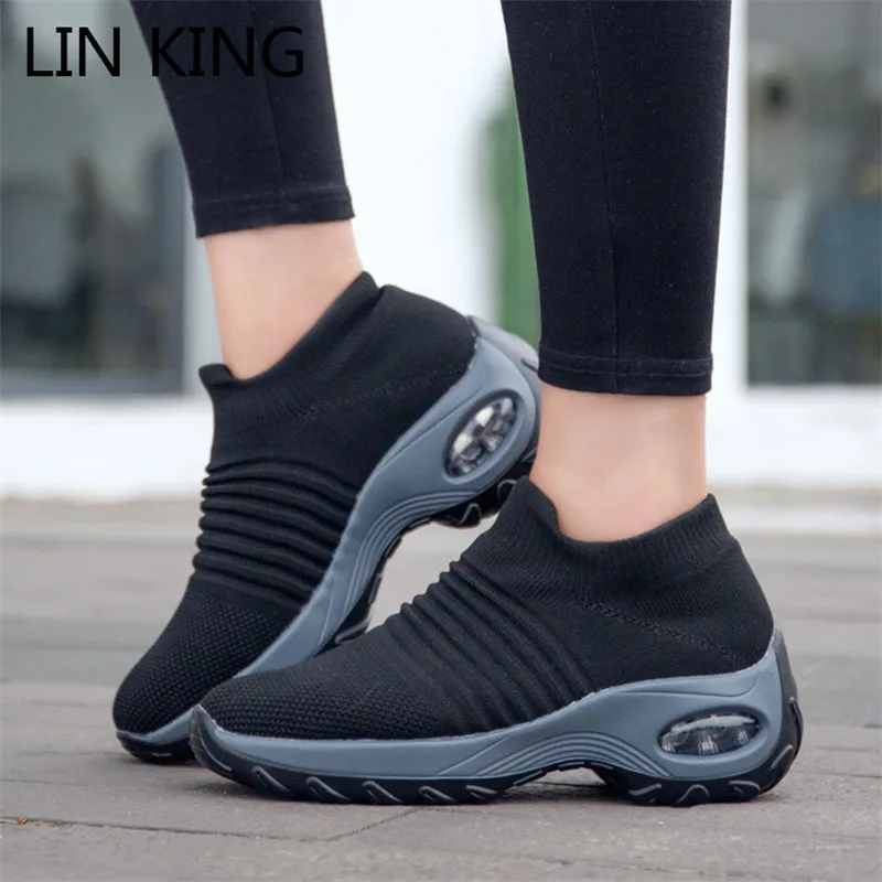 LIN KING/женская повседневная обувь больших размеров Дышащая для улицы Спортивные