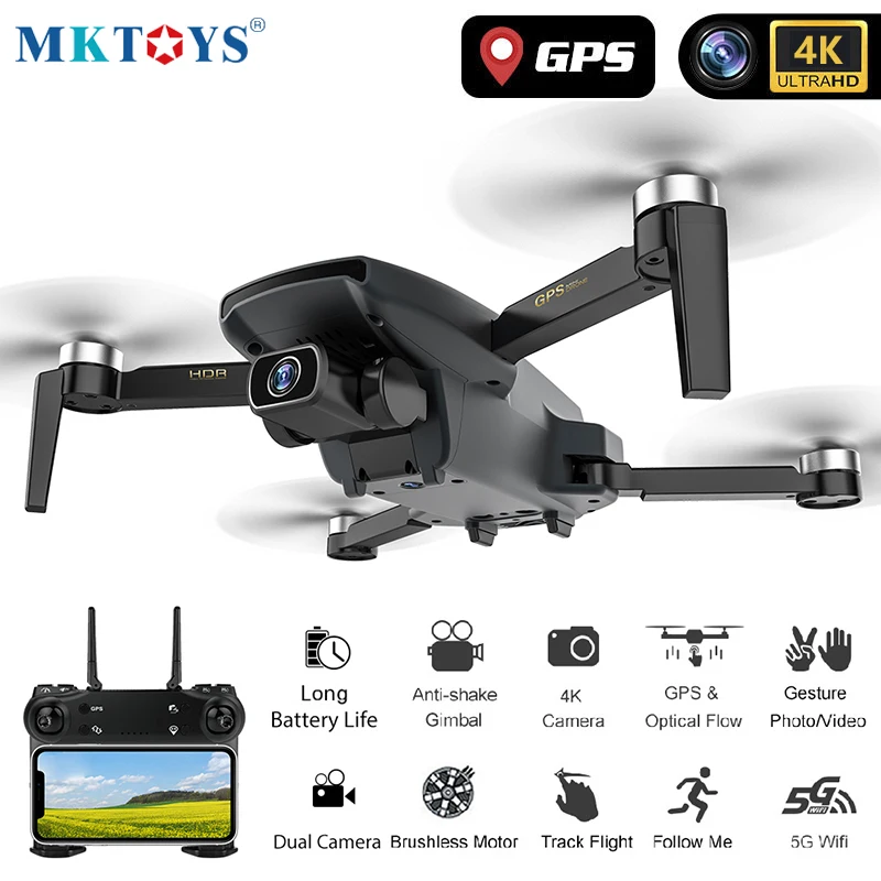 MK Дрон с разрешением 4K Profesional GPS Дроны HD Камера бесщеточный мотор Follow Me (следуй за