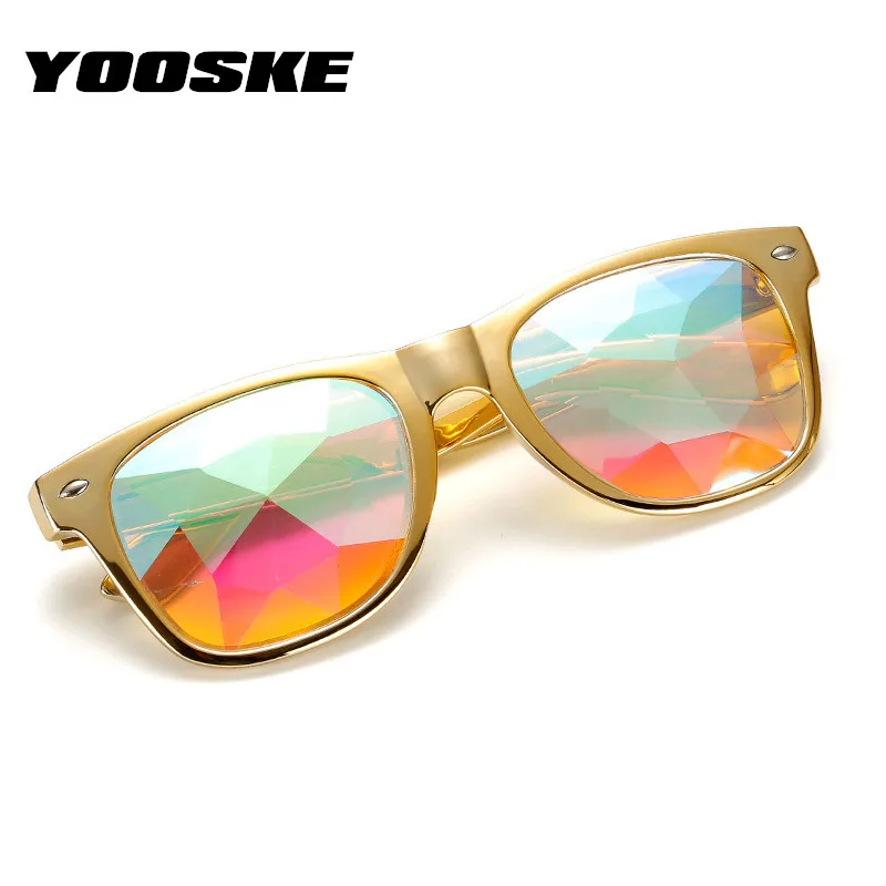 YOOSKE тренд калейдоскоп Glasse для женщин и мужчин Rave фестиваль солнцезащитные очки Косплей вечерние голографические солнцезащитные очки