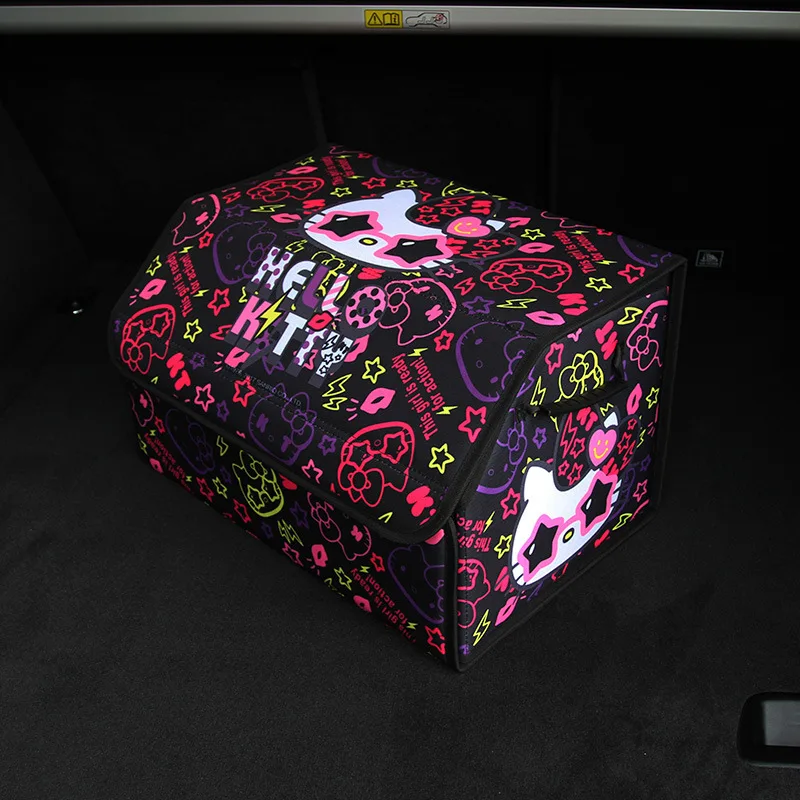 

Car Trunk Organizer Box Kitty Cat Storage Bag Auto Trash Tool Bag Car Foldable Trunk Organizer Storage Bag Kitty Car Accessories