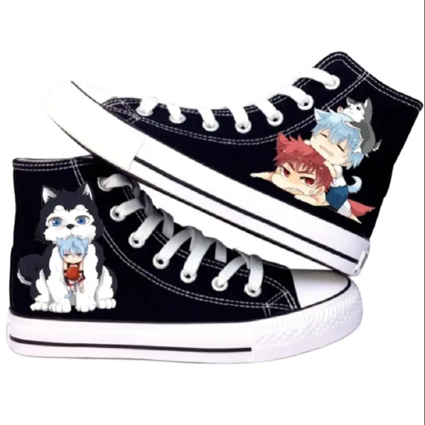 

Аниме куроко Нет корзина Kuroko Tetsuya студента из канваса без шнурков, Повседневное парусиновые кроссовки на плоской подошве