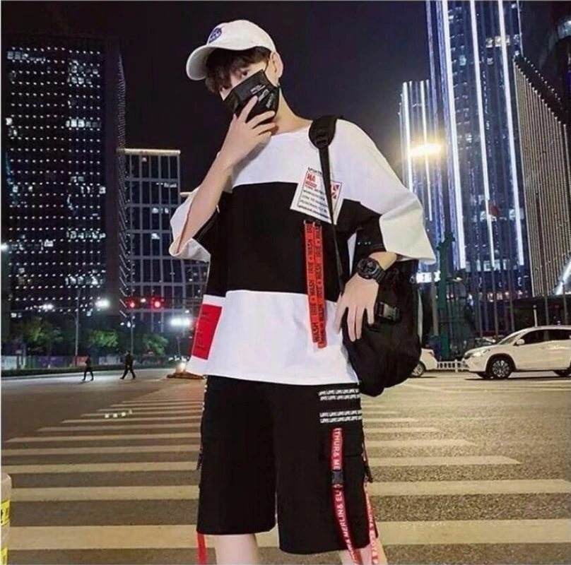 

Fashion Tracksuit Luxury Men's Sets Hip Hop Clothes Streetwear Summer Outfit Male T-shirt +Pants Two Pieces Brand Set Size S-3XL