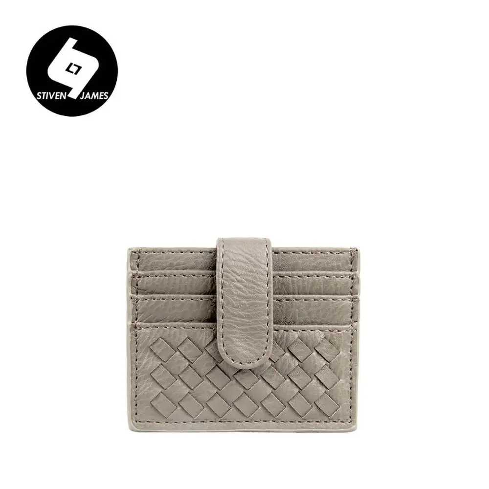 Elephant gray STIVEN JAMES чехол для кредитных карт Кожаный Плетеный держатель для карт s ручной тканый ID держатель для карт ручной вязки Кошелек для монет женский кошелек на застежке - Цвет: Elephant gray