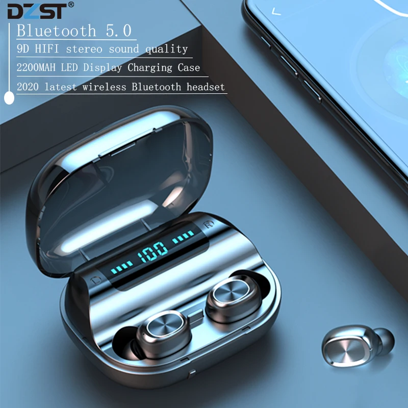 

Wireless Earphone 2020 New Bluetooth 9D HIFI Sport Headset LED 2200 MAH Case For Iphone HUAWEI DZLST Original Wireless Earphones