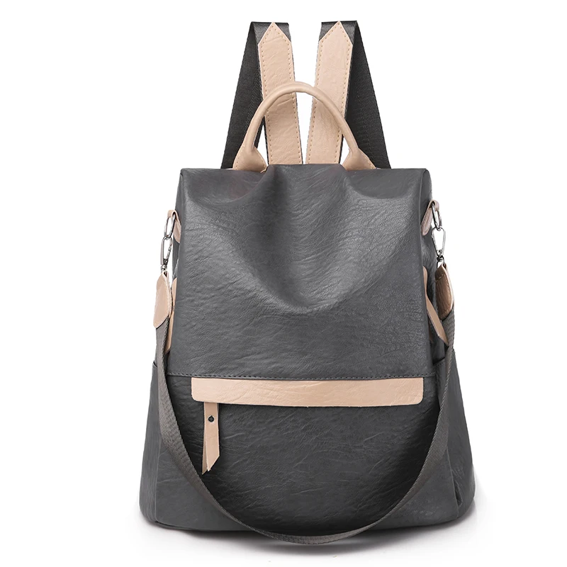 

n Women PU Leather Backpack 2 WAYS Laptop Backpack Vintage College School Rucksack Bag