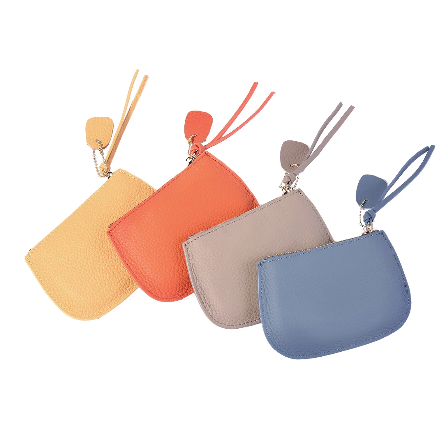 

Coin Purse Cowskin Genuine Leather Wallet For Women RFID Credit Card Wallet Holder Female Designer Purse With Keychain Ring