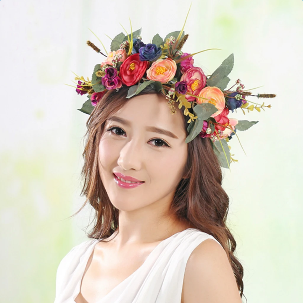 Elegant Women Girls Colorful Flower Cluster Hair Band Headwear Summer Beach photography |