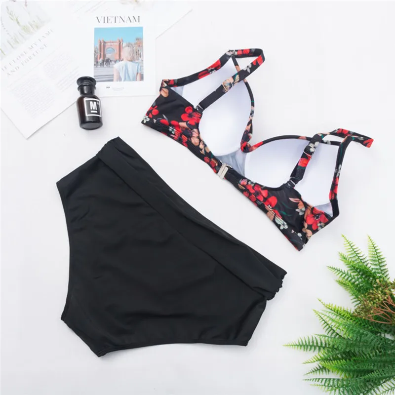 

Womens Plus Size Floral Print Bandage Top Push Up Swimwear Bikini 2020 Sexy Swimwear Women Bikini Brazilian Swimsuit Beachwear