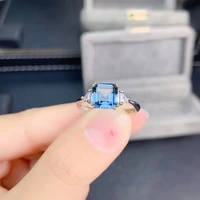 925 silver natural topaz 77mm square cut luxury engagement ring jewelry for women